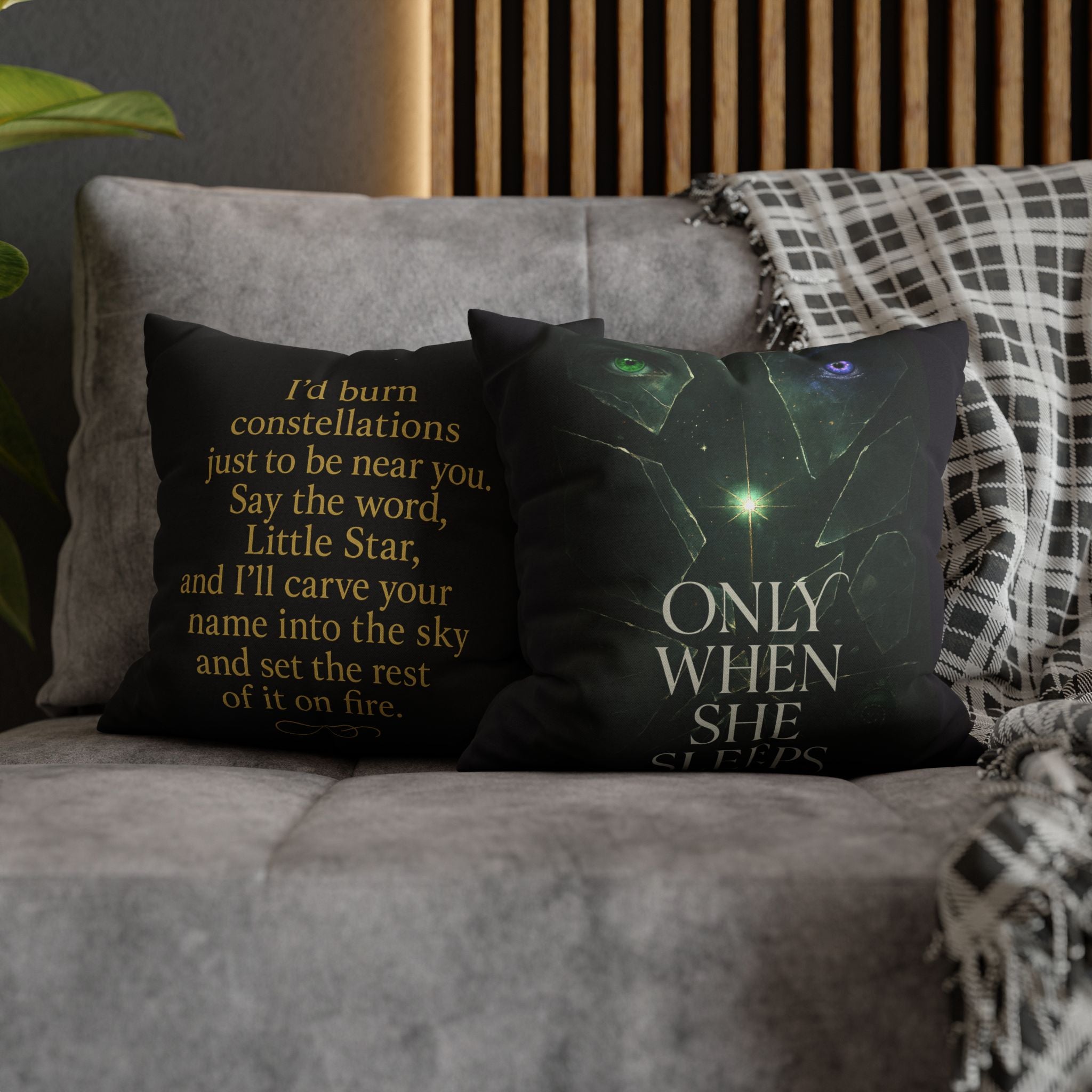Only When She Sleeps Throw Pillowcase — Dark Fantasy Decorative Cushion Cover