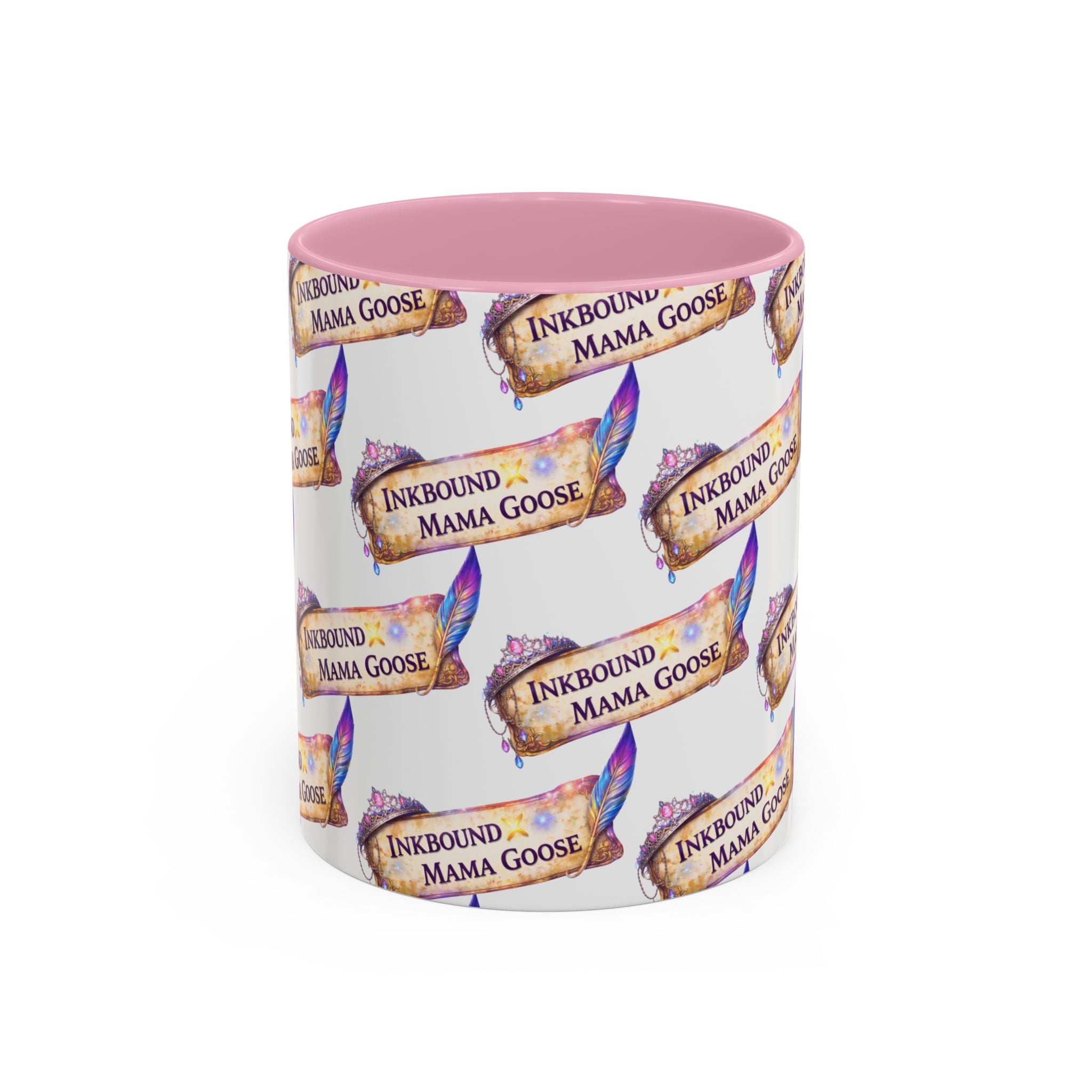 Inkbound Mama Goose Coffee Mug - Colorful 11oz Ceramic Mug with Feather & Banner Design