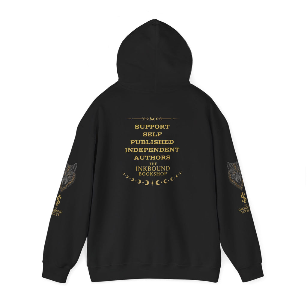 Inkbound Society Wolf Hoodie — 'Support Self-Published Independent Authors' Bookshop Logo