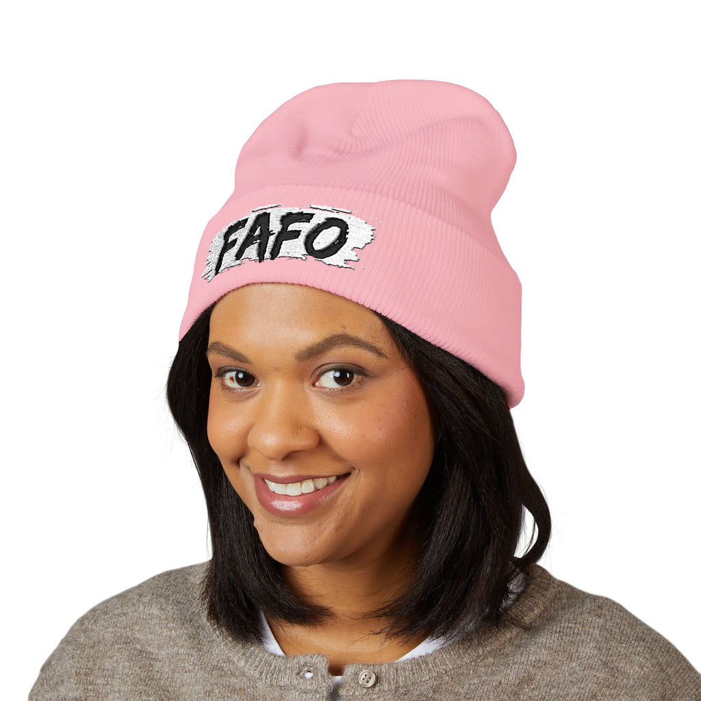 FAFO Embroidered Cuffed Beanie — Bold Streetwear Knit Hat