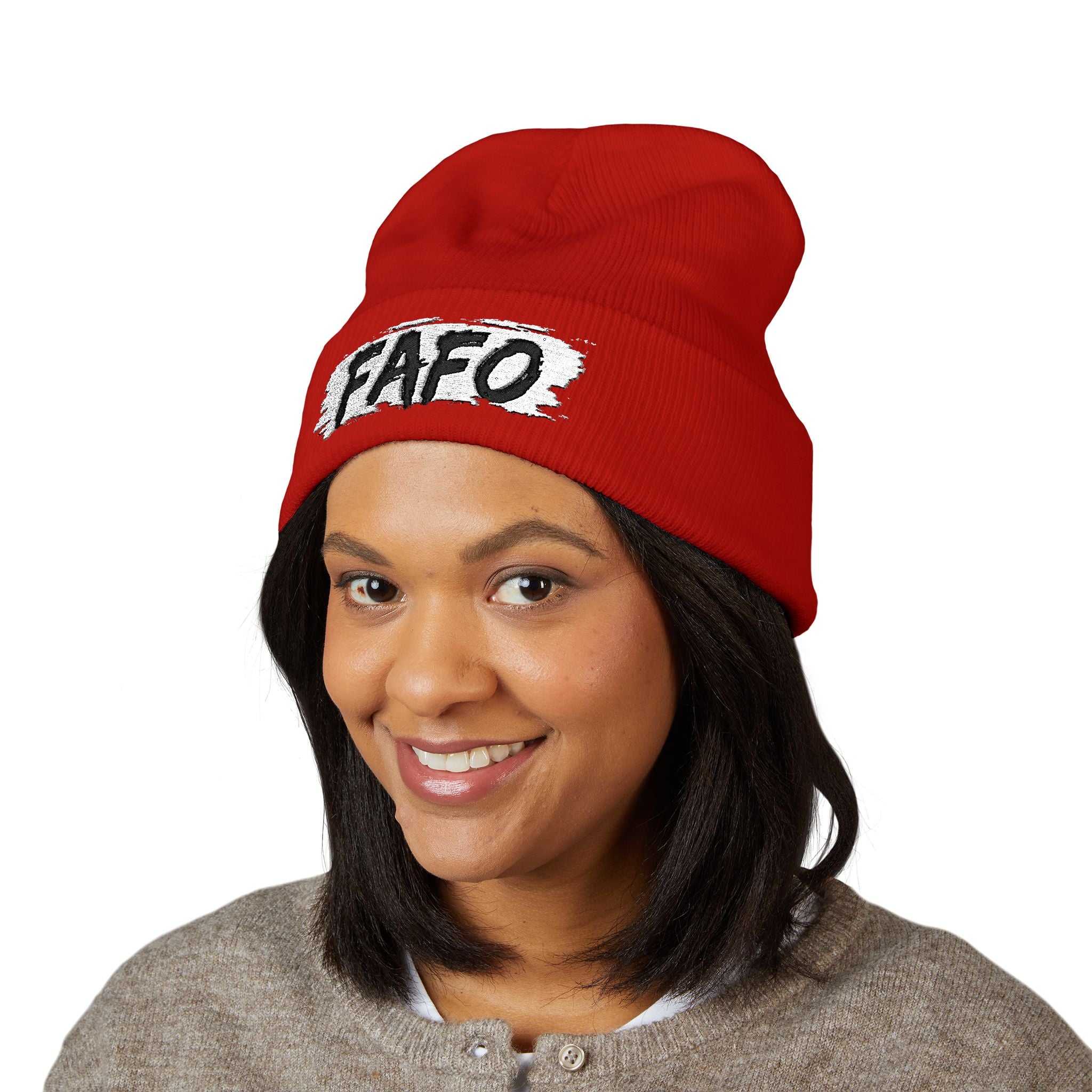 FAFO Embroidered Cuffed Beanie — Bold Streetwear Knit Hat