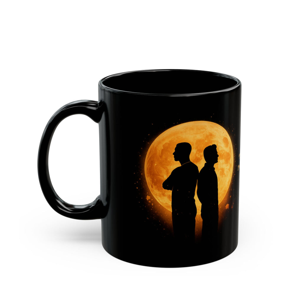Moonlit Couple Black Mug — Romantic Quote Coffee Cup (11oz/15oz)