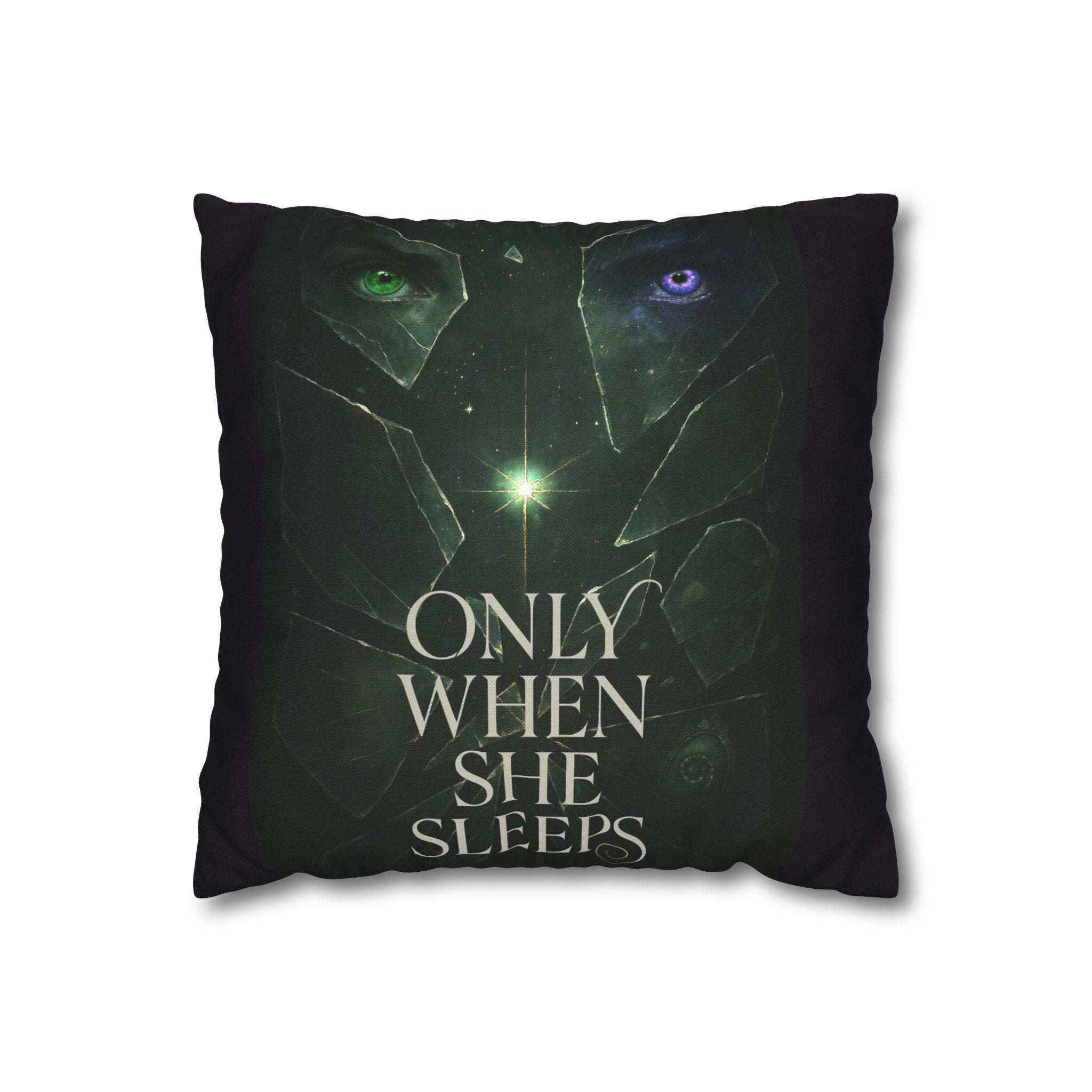 Only When She Sleeps Throw Pillowcase — Dark Fantasy Decorative Cushion Cover