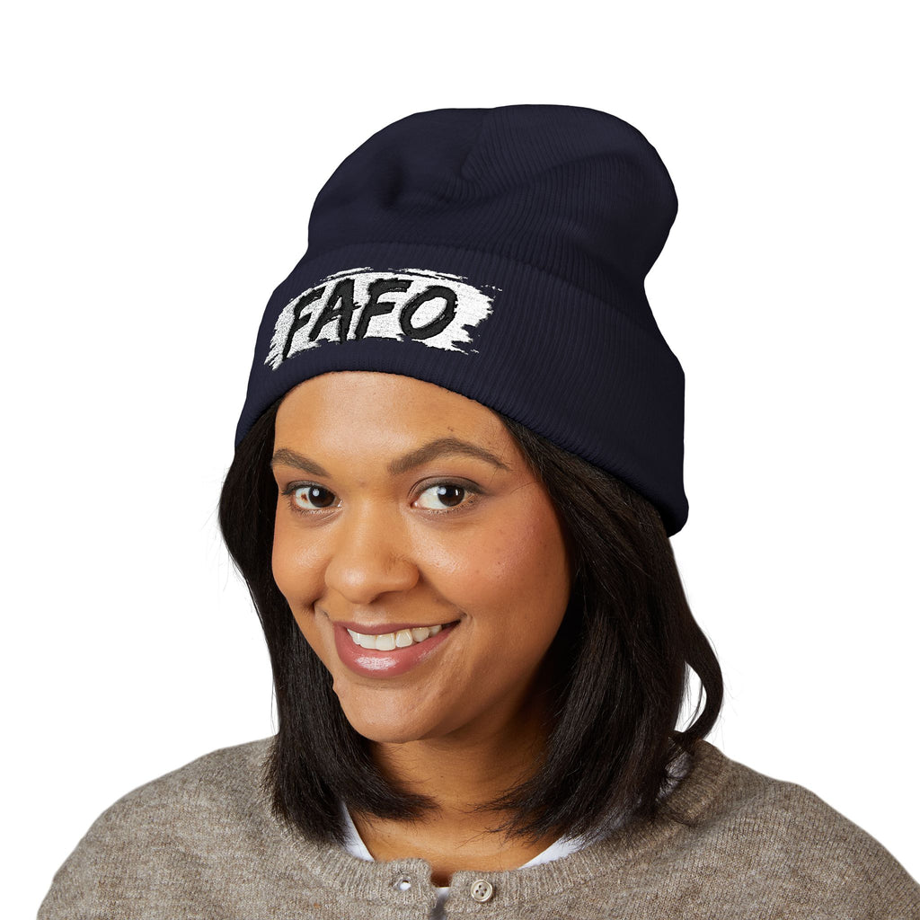 FAFO Embroidered Cuffed Beanie — Bold Streetwear Knit Hat