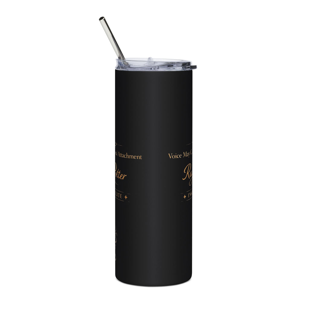 20oz Black Stainless Tumbler — Gold Microphone 'Rayne Potter' Personalized Travel Cup