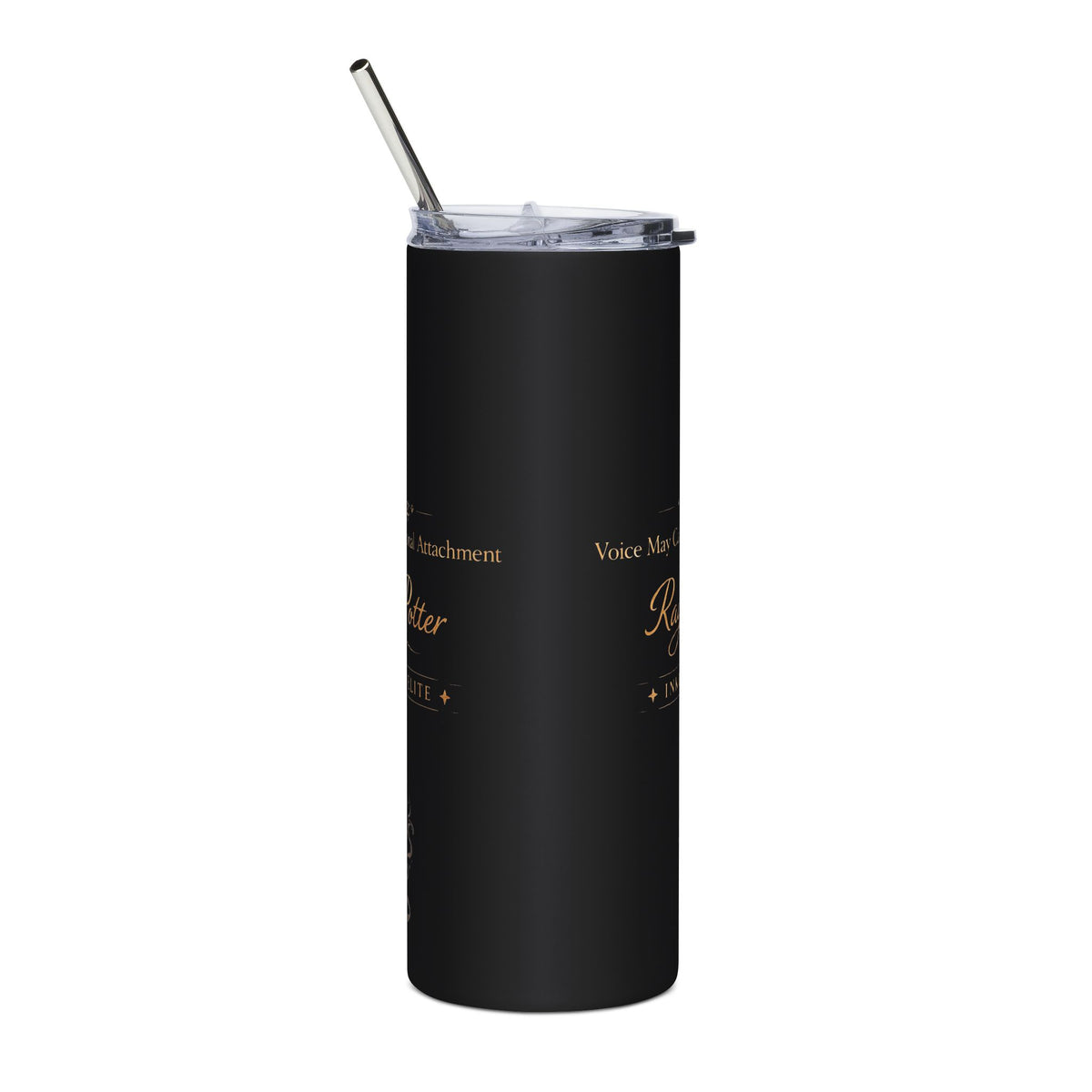 20oz Black Stainless Tumbler — Gold Microphone 'Rayne Potter' Personalized Travel Cup