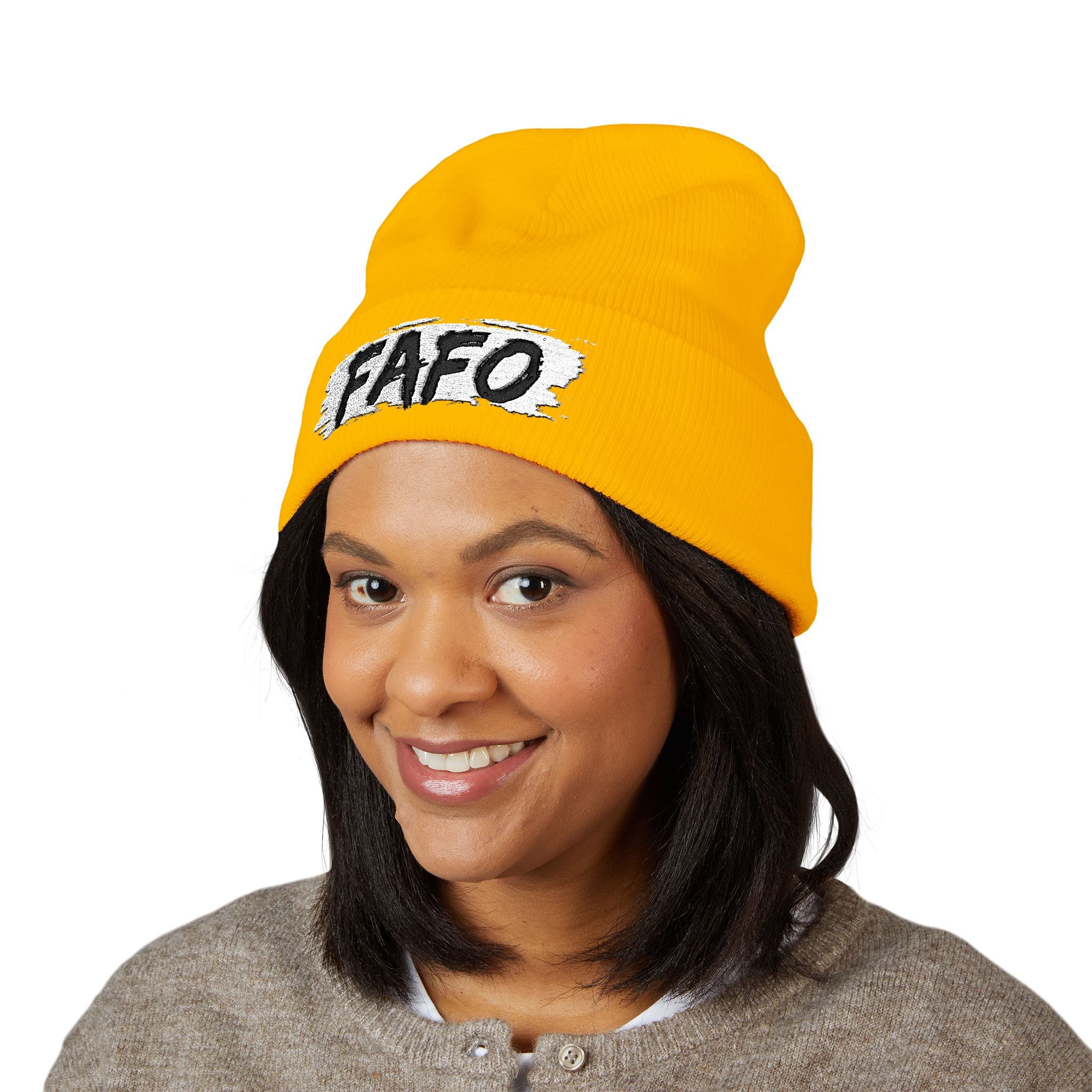 FAFO Embroidered Cuffed Beanie — Bold Streetwear Knit Hat