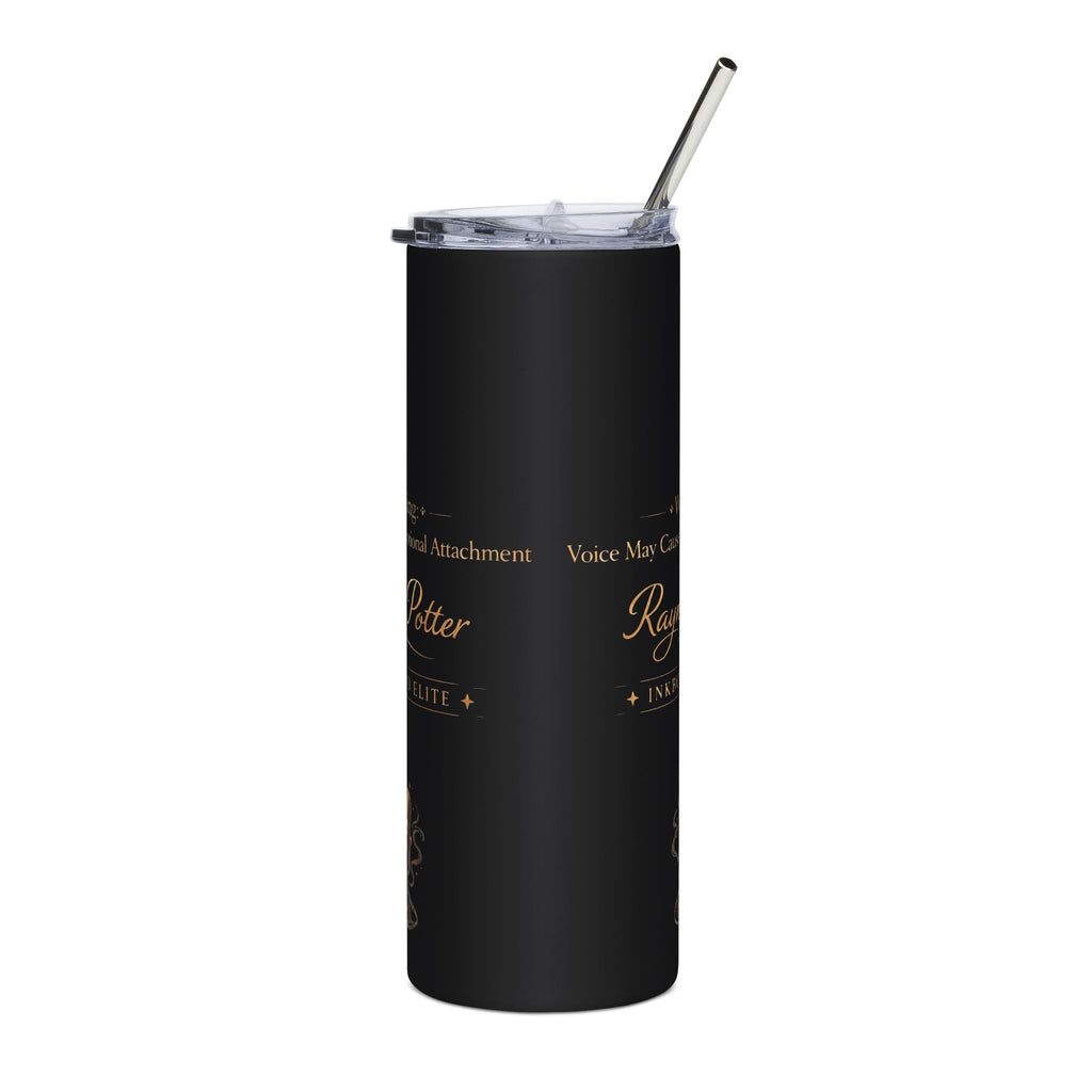 20oz Black Stainless Tumbler — Gold Microphone 'Rayne Potter' Personalized Travel Cup