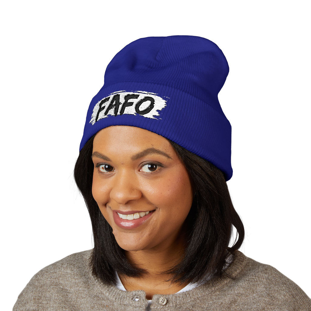 FAFO Embroidered Cuffed Beanie — Bold Streetwear Knit Hat