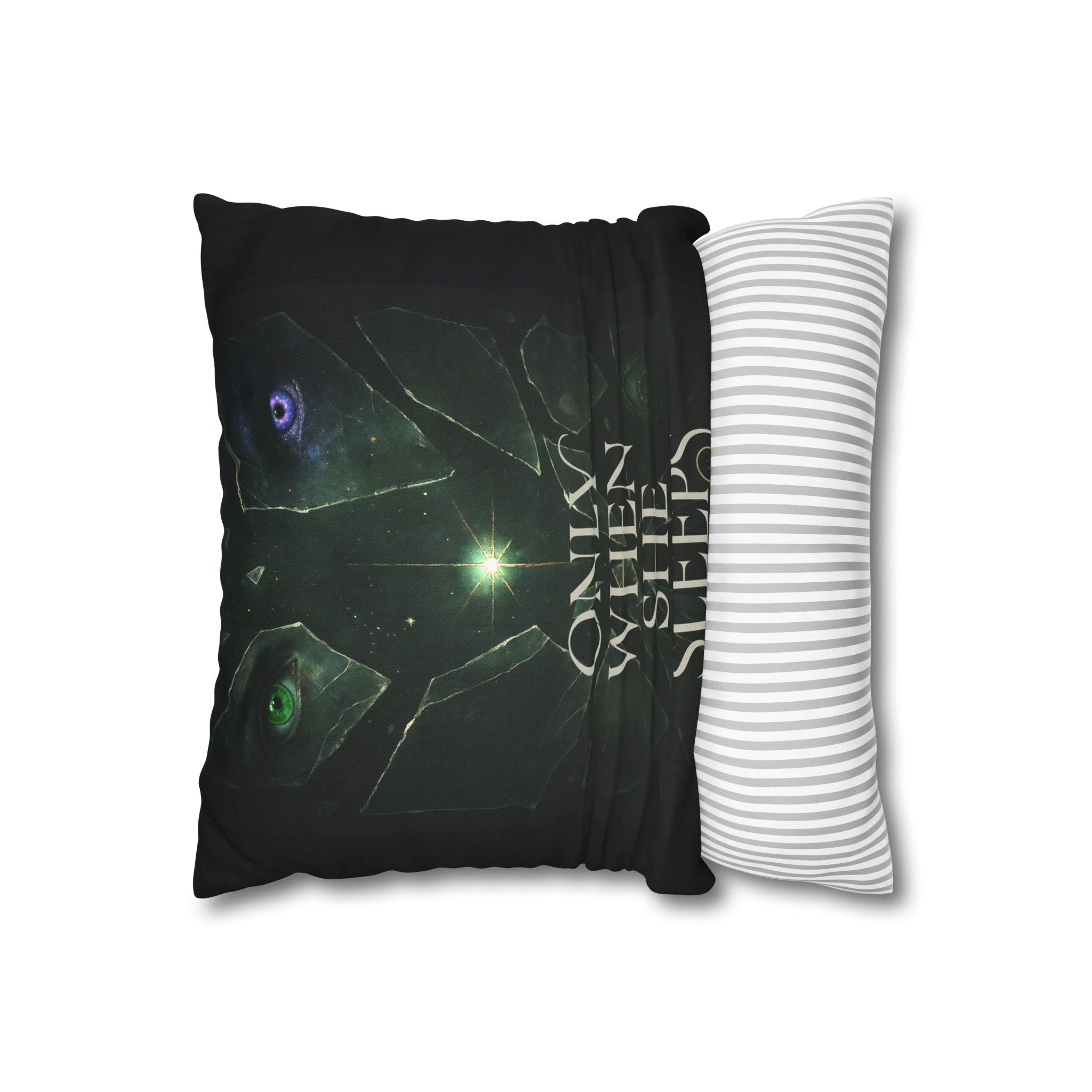Only When She Sleeps Throw Pillowcase — Dark Fantasy Decorative Cushion Cover