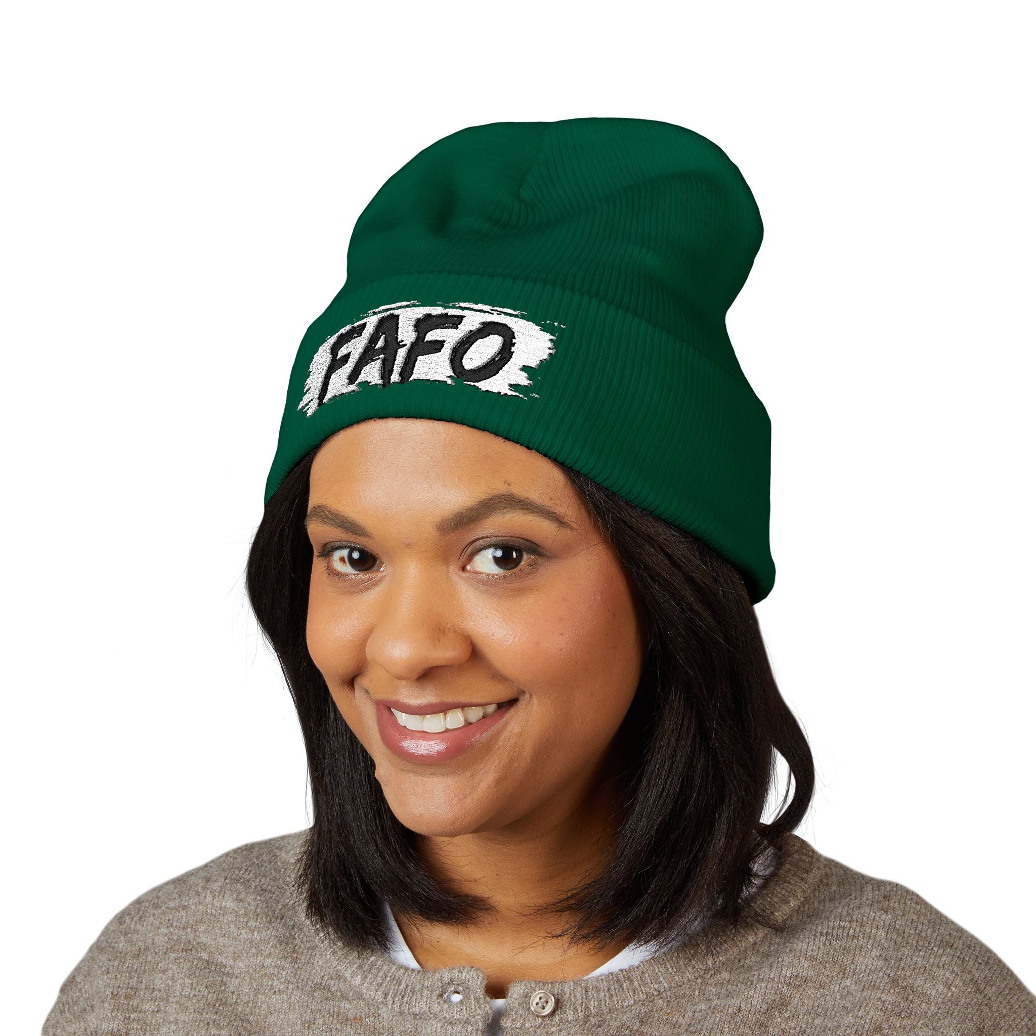 FAFO Embroidered Cuffed Beanie — Bold Streetwear Knit Hat