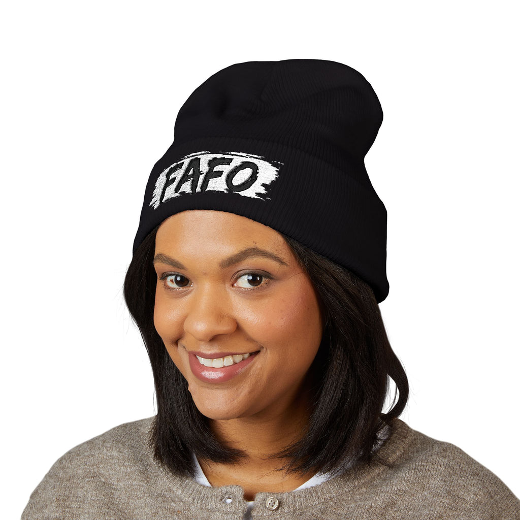 FAFO Embroidered Cuffed Beanie — Bold Streetwear Knit Hat